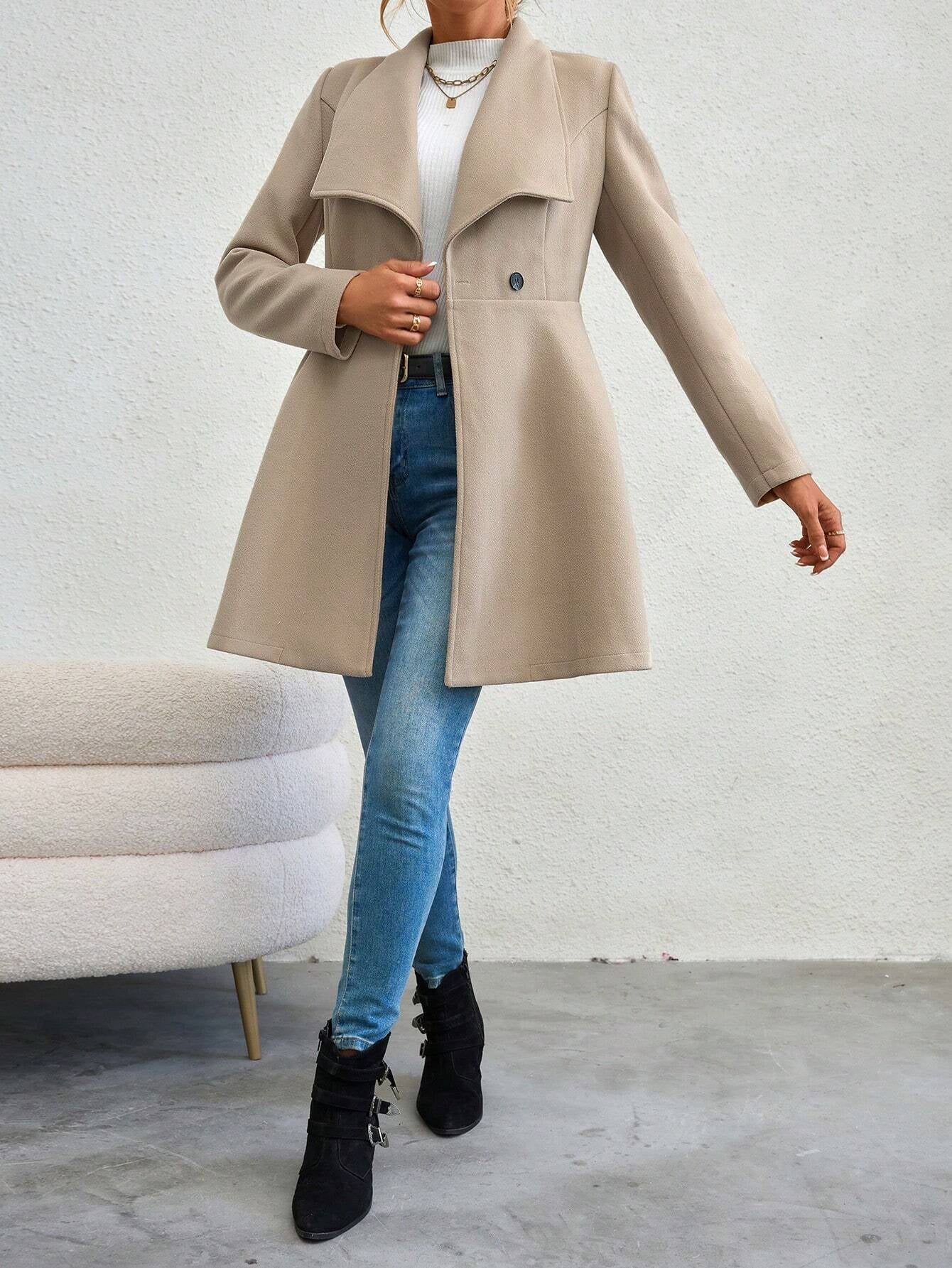Chiquease Waterfall Collar Double Button Overcoat
