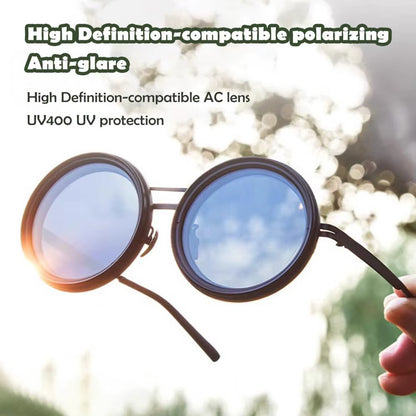 Stylish Rounded Polarized Glasses 1-9 Gears Adjustable Sunglasses with ND Filter Lenses Handcrafted Retro Glasses for Men Women