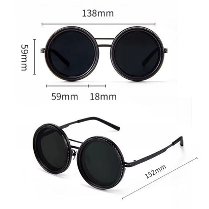 Stylish Rounded Polarized Glasses 1-9 Gears Adjustable Sunglasses with ND Filter Lenses Handcrafted Retro Glasses for Men Women
